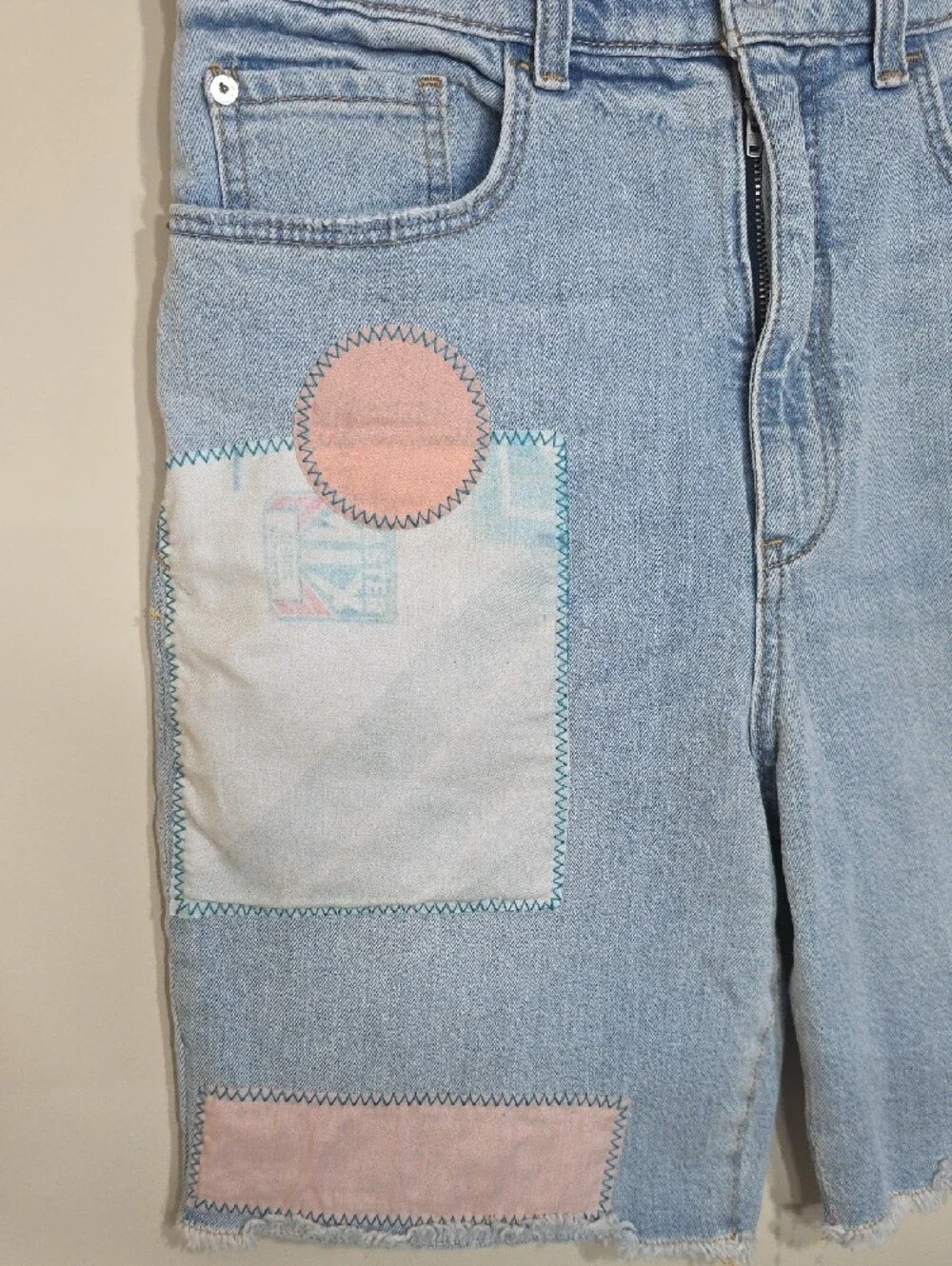 Pilcro by Anthropologie Patchwork Bermuda Denim Shorts | Size 28